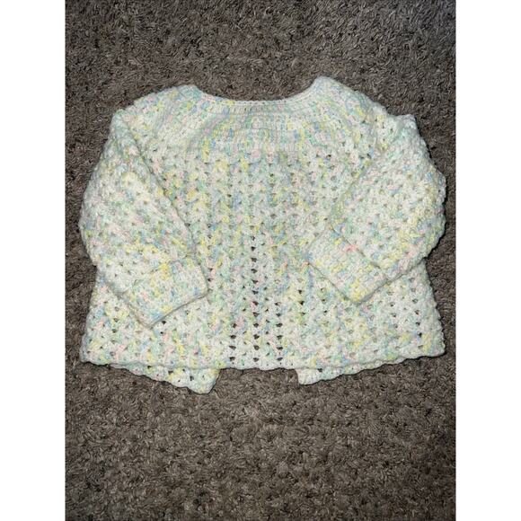 Baby Sweater Cardigan‎ Crocheted Pastel Multicolor - Picture 5 of 5